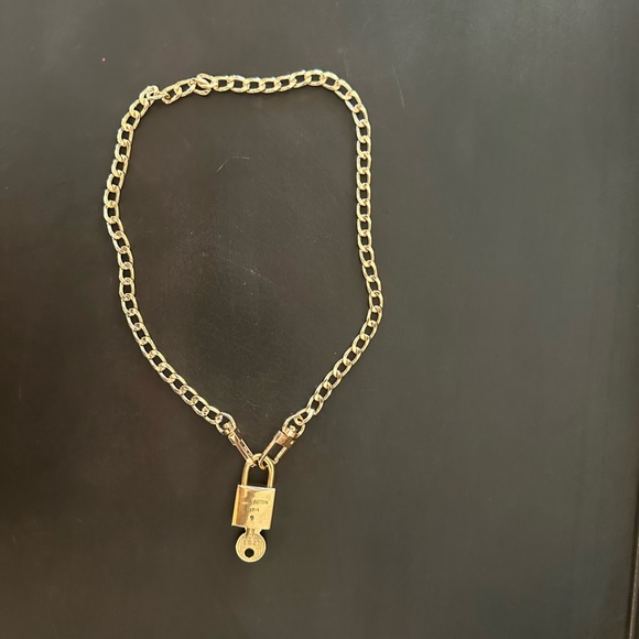 Jewelry - Authentic Louis Vuitton, vintage, brass padlock and key necklace